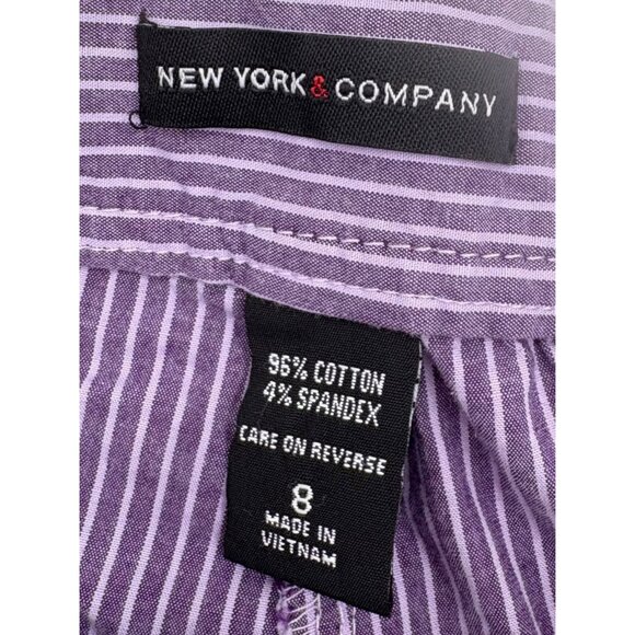 New York & Company Womens Purple Striped Drawstring Shorts Size 8 - Picture 4 of 5
